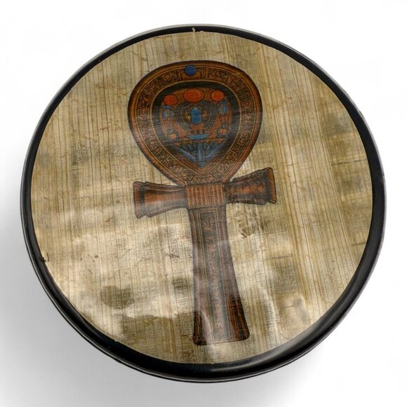 Set Of 5 Egyptian Papyrus-Themed Coasters With Velvet Backing - Picture 5 of 6